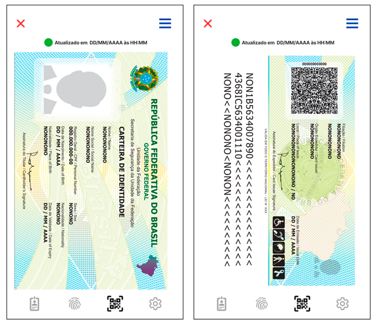 Modelo digital da nova carteira de identidade brasileira.